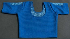 New Elegant Blue Embroidered Blouse