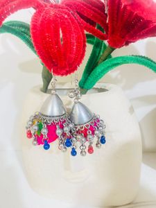 Boho Colorful Jhumka Earrings