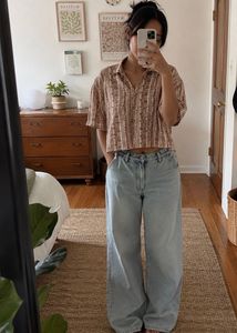Floral Print Cropped Shirt