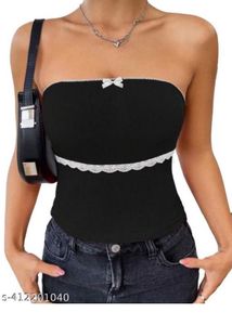 Chic Black Lace Trim Tube Top
