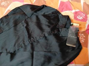 Women's Black Satin Shirt