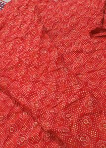 red bandhni kurta set