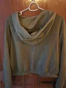 Green Zip-Up Crop Hoodie Jacket