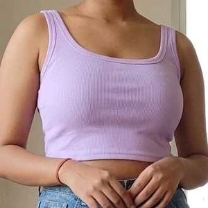 Ribbed Lavender Cropped Tank Top