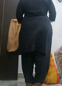 Black embroidery  Kurta Set with flat Salwar and