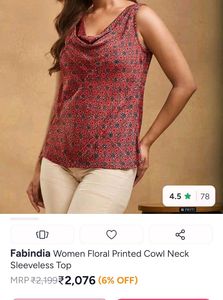 Fabindia new Sleeveless Cowl Neck Top