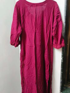 Wine Pure Chikankari Kurta Set