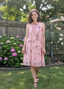 Chic Pink Floral Halter Dress