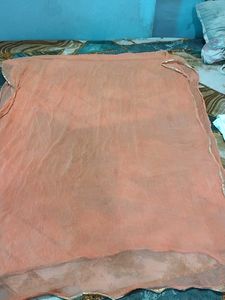 Peach Dupatta with Gold Border