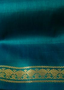 Beautiful Peacock blue Saree with Golden Border
