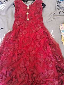 Stunning Red Embroidered Ethnic Gown