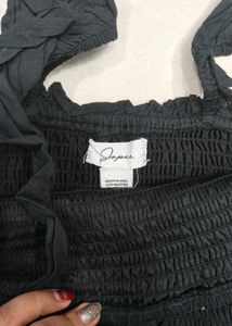 Black Ruffle Hem Tie Strap Top