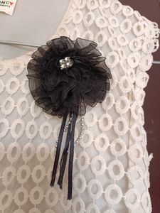 Cute Black And White Top With Flower  Patch ♥️