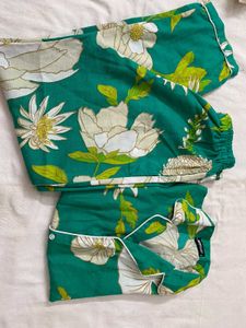 Green Floral Pajama Set