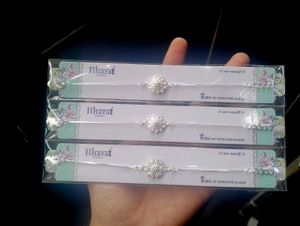 Designer silver polish Rakhi Bracelet - Pack of 3