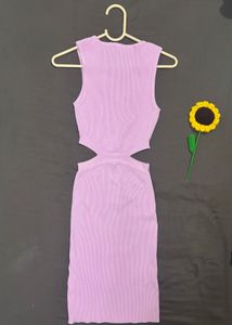 ZUDIO Lavender Cut-Out Bodycon Ribbed Mini Dress