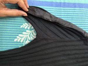 Black Ribbed Mock Neck Top