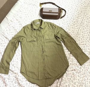 Olive Green Button-Up Shirt