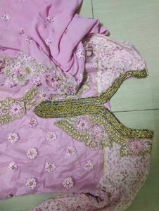 Elegant Pastel Pink Embroidered Salwar Suit with C