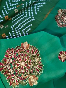 Emerald Green Embroidered Dress saree