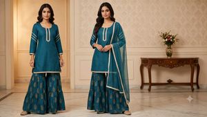 Beautiful Teal Kurta with Silver Embellishments