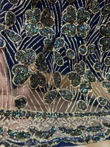 Elegant Blue crystal work Gown with Clutch