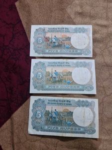 Set of 3 Indian 5 Rupee Notes
