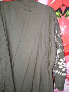 Embroidered Olive Green Kurta Shirt