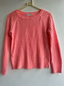 Peach Ribbed Knit Sweater