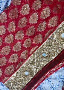 Red Embroidered Sadar Mekhela Saree