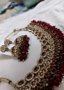 Stunning Red &amp; Gold Choker Necklace Set