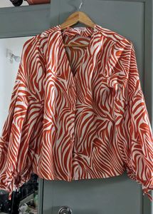 Chic Zebra Print Button-Up Blouse