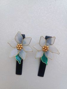 Handmade Floral Resin Hair Clips Set