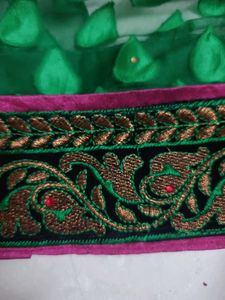 Green Saree with Pink Blouse
