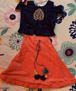 Girl Pink Blue Lahenga
