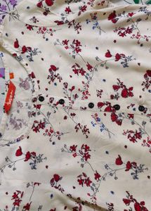White Floral Print Kurta