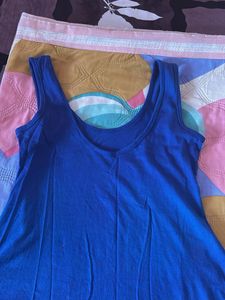 Royal blue sleeveless A-line dress