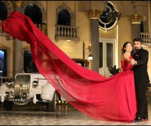 pre wedding Stunning Red One-Shoulder Gown