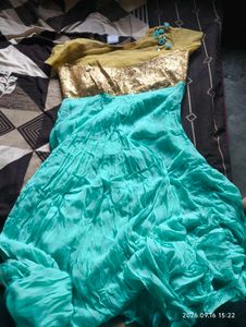 Stunning Teal &amp; Gold Embellished Lehenga Choli