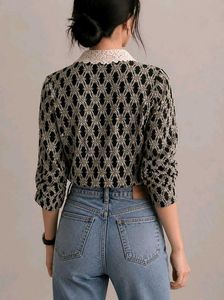 Vintage Lace Trimmed Patterned Blouse