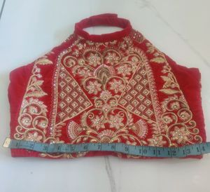 Red Velvet blouse with Golden Embroidery