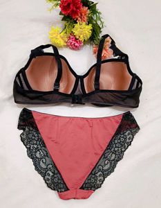 Lace Trimmed Balconette Bra with brief 👍
