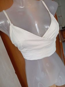 Chic White Cami Surplice Crop Top