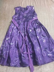 Purple Floral Party Dress for Girls