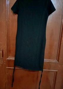 Chic Black Drawstring Ruched Mini Dress 💫