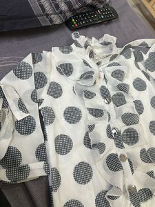 Chic Polka Dot Ruffle Blouse