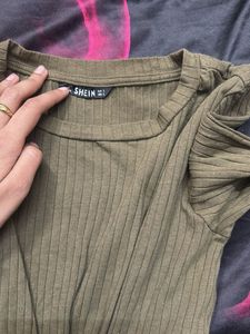 Olive Green Knit Crop Top