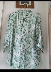 Green Floral Print top cum kurta