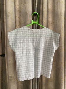 White Checkered Cropped Top