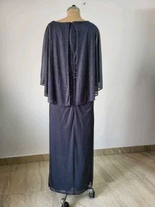 Elegant Gray Shimmering Maxi Dress